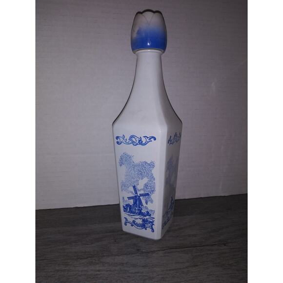 Vintage 1970's Vandermint Milk Glass Dutch Windmill Liquor Bottle - Empty - Picture 1 of 5